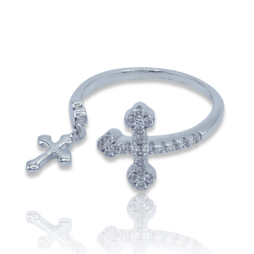 Iced Out Cross Dangle Ring