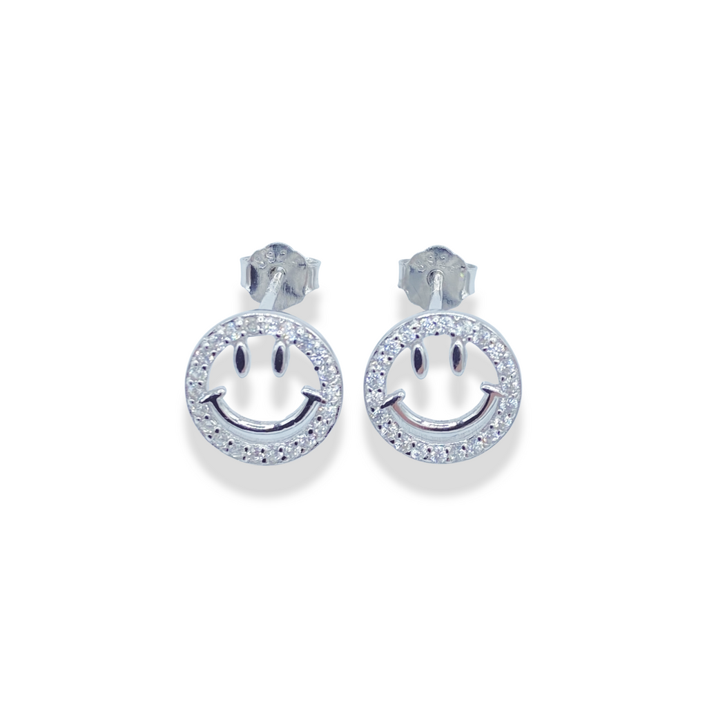 Iced Out Smiley Face Earrings