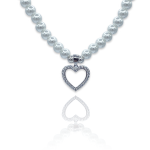iced Out Heart Pearl Necklace