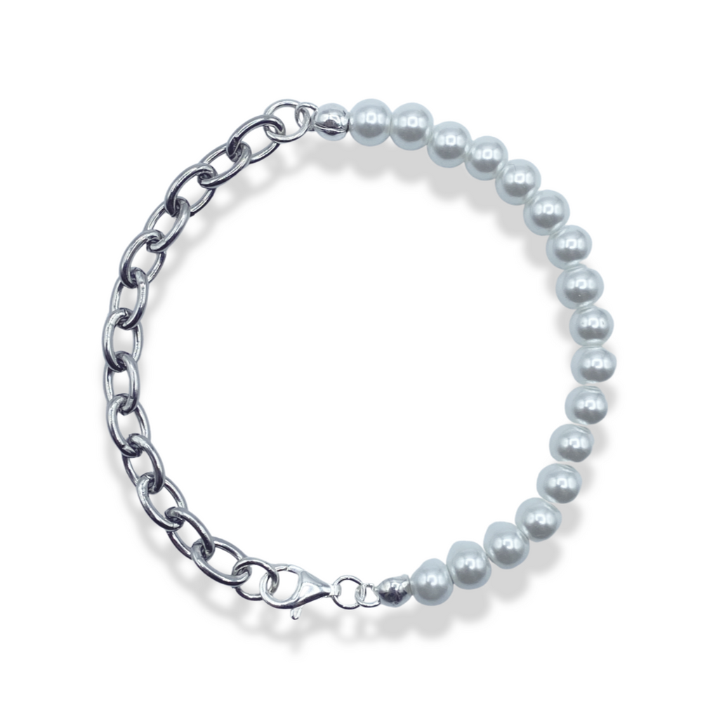 Oval Link Pearl Bracelet